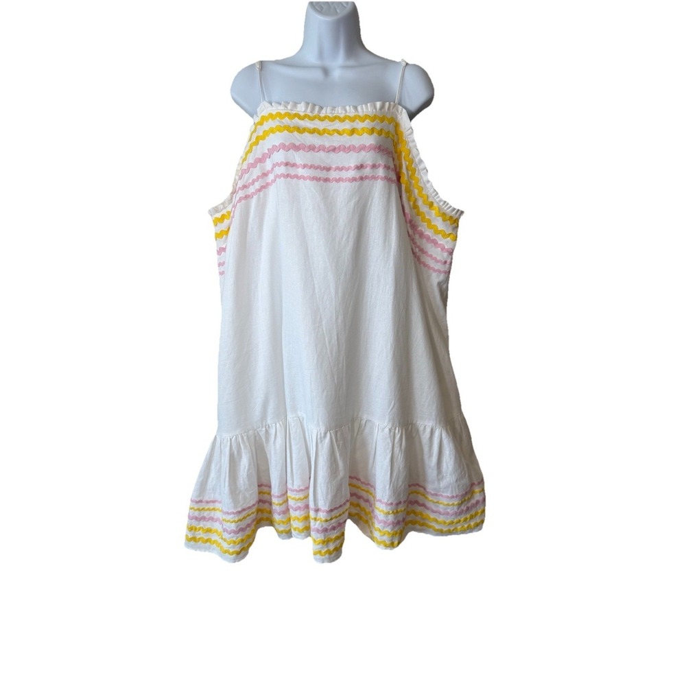 Lisa Marie Fernandez X Target Dress Ric Rac Sleeveless Mini White Yellow Pink 3X